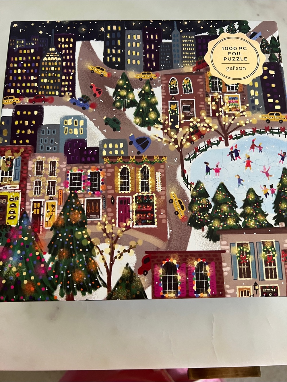 Galison Sparkling City 1000 piece foil puzzle Holiday Cityscape